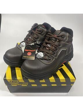 Skechers Mid Cut Work Boots 77144 BRN, Men's Size 8, Composite Safety Toe Brown